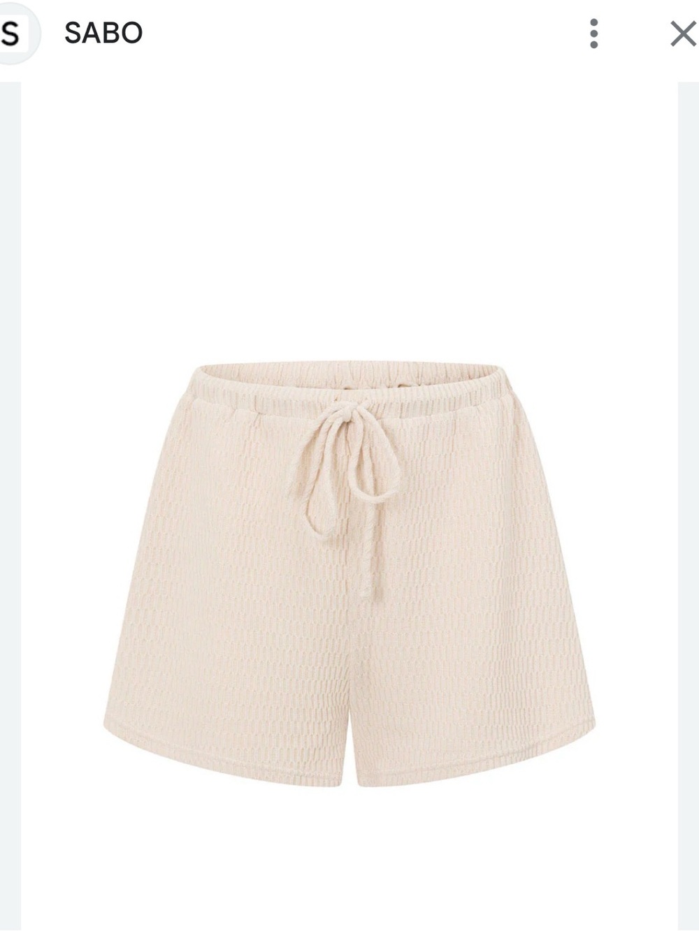 Sabo Cream High Waist Waffle Drawstring Shorts